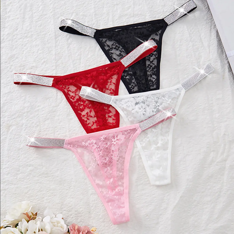 Tanga Elegante de Encaje con Tiras Brillantes, imagen 5