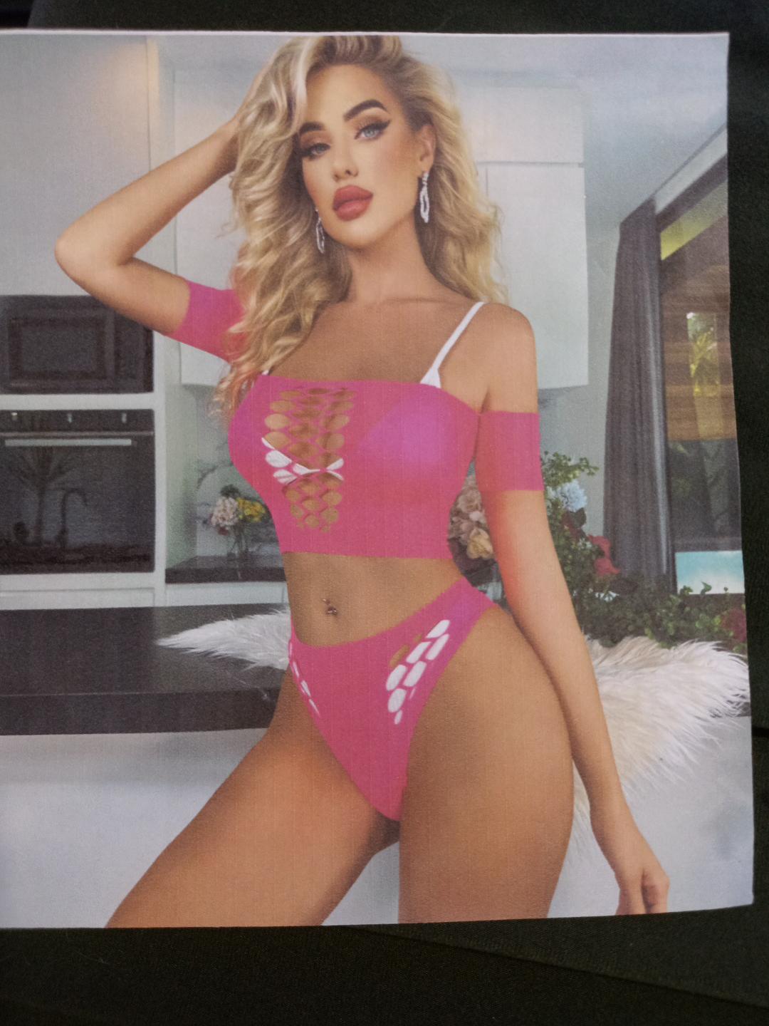 Conjunto Rosa de Diseño Calado