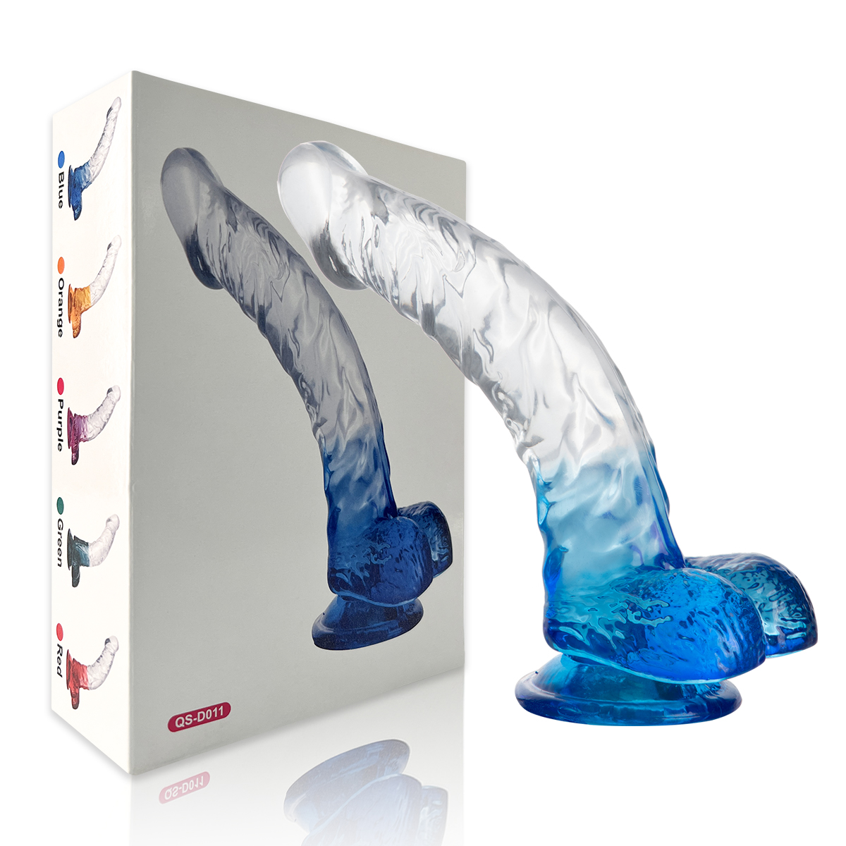 Dildo bitono con testículos y ventosa
